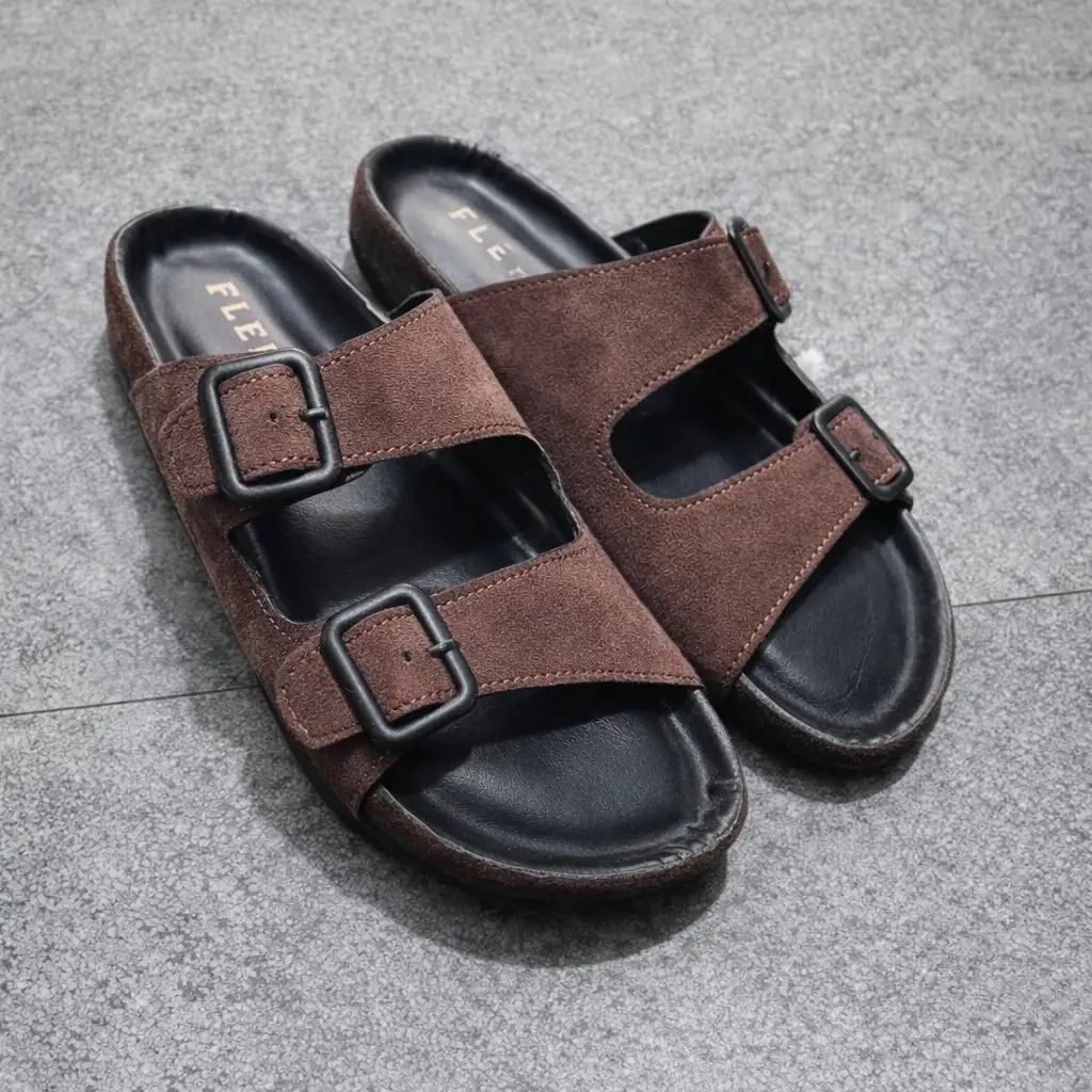Double Monk Deep Chocolate Suede Sandal - Image 5